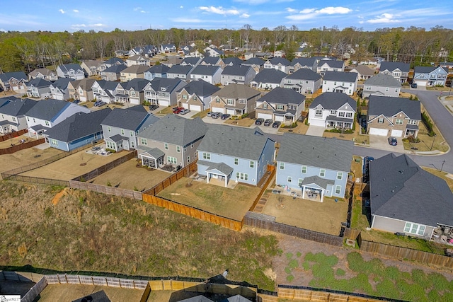 birds eye view of property with a residential view