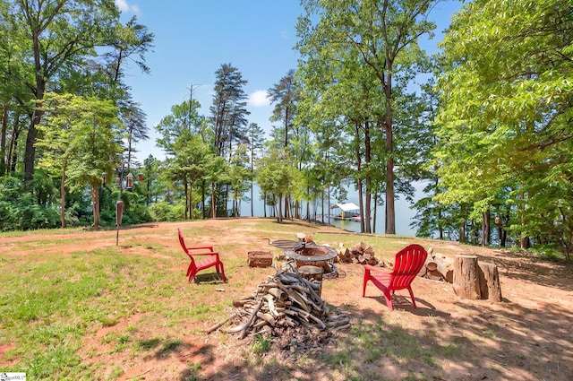 261 Joann Cir, Fair Play, SC 29643 - view of yard with a fire pit and a water view