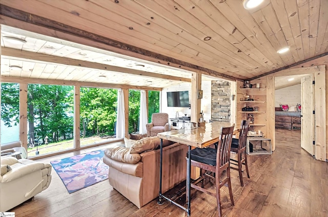261 Joann Cir, Fair Play, SC 29643 - dining area featuring hardwood / wood-style floors, plenty of natural light, and wood ceiling