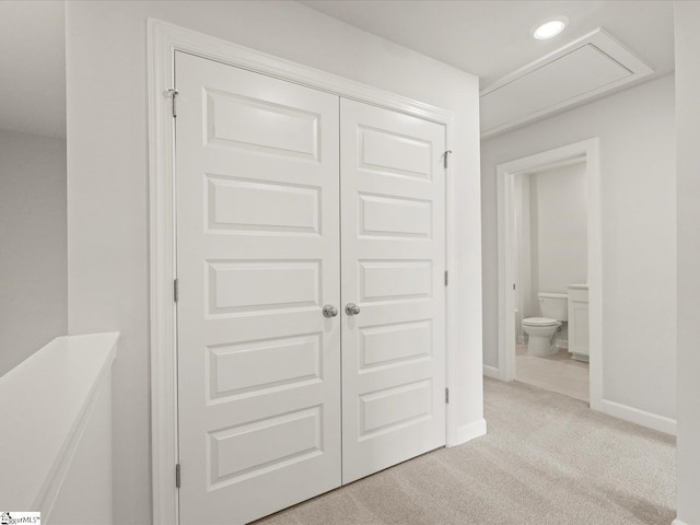 124 Arrow Ct, Greer, SC 29651 - unfurnished bedroom with light carpet, a closet, and recessed lighting