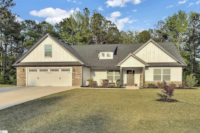 555 Canewood Ln, Campobello, SC 29322 - craftsman-style house with concrete driveway, board and batten siding, roof with shingles, and a front lawn