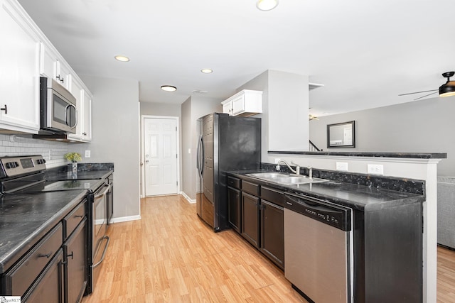 301 Glenlea Ln, Greenville, SC 29617 - kitchen featuring a sink, white cabinets, a ceiling fan, and appliances with stainless steel finishes