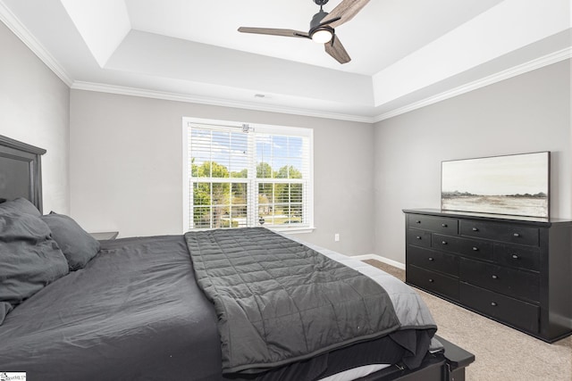 301 Glenlea Ln, Greenville, SC 29617 - bedroom featuring a ceiling fan, a tray ceiling, crown molding, and carpet