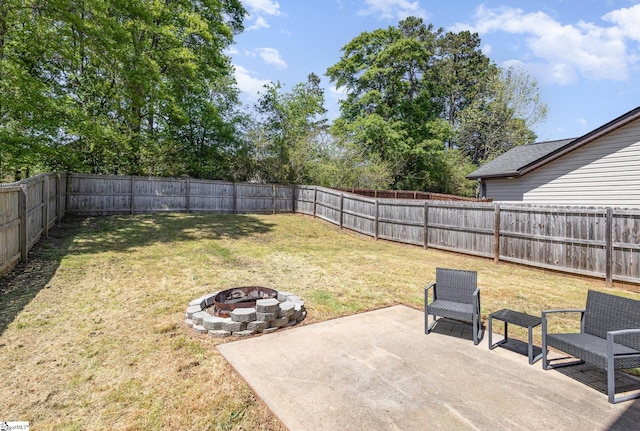 301 Glenlea Ln, Greenville, SC 29617 - view of yard with a fenced backyard, a patio, and a fire pit