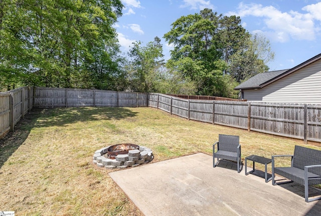 301 Glenlea Ln, Greenville, SC 29617 - view of yard with an outdoor fire pit, a patio, and a fenced backyard