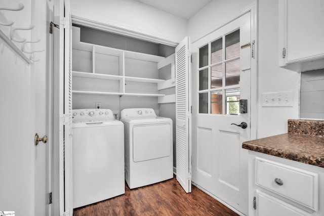 5 Huntley Castle Ct, Taylors, SC 29687 - clothes washing area with laundry area, dark wood-type flooring, and washing machine and clothes dryer