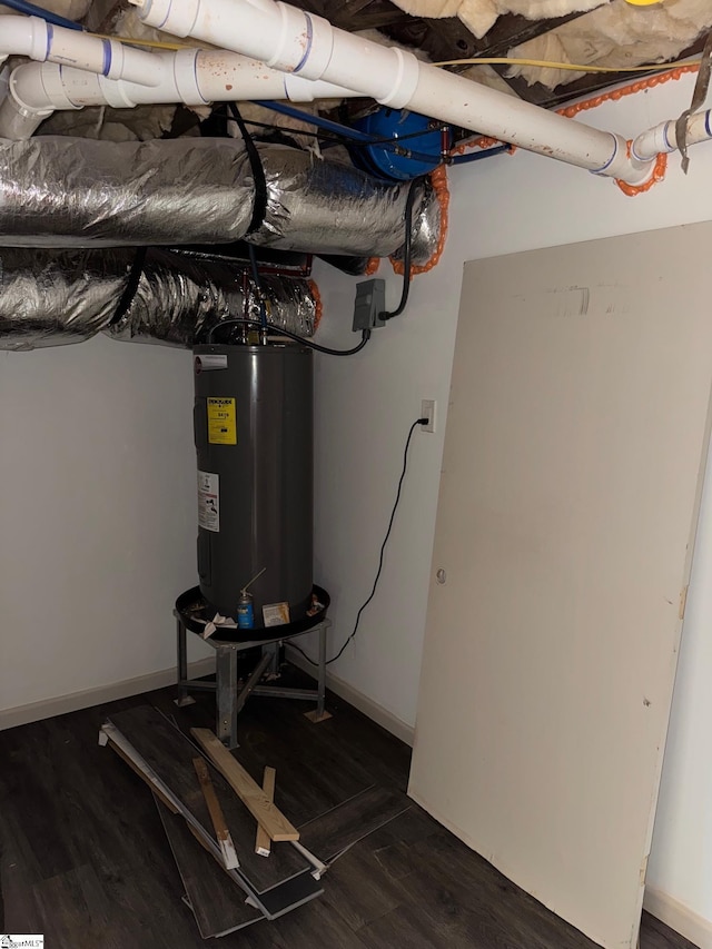 utility room featuring water heater