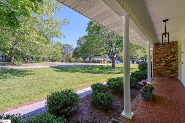 view of yard featuring a porch