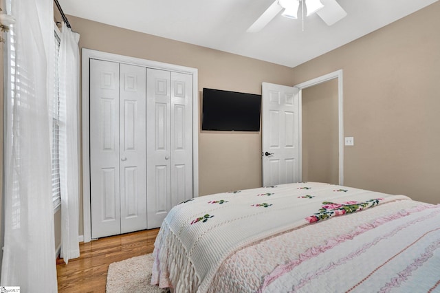 6 Shallow Creek Ct, Fountain Inn, SC 29644 - bedroom featuring a closet, light wood-style flooring, and ceiling fan