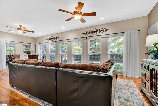 6 Shallow Creek Ct, Fountain Inn, SC 29644 - living room featuring ceiling fan, recessed lighting, and wood finished floors
