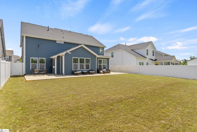 481 Fenwick Dr, Woodruff, SC 29388 - rear view of property featuring a patio area, a lawn, and a fenced backyard