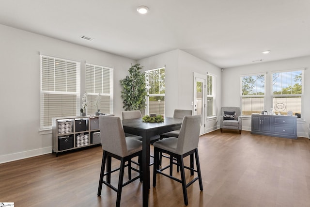 481 Fenwick Dr, Woodruff, SC 29388 - dining area featuring baseboards, visible vents, recessed lighting, and dark wood-style floors