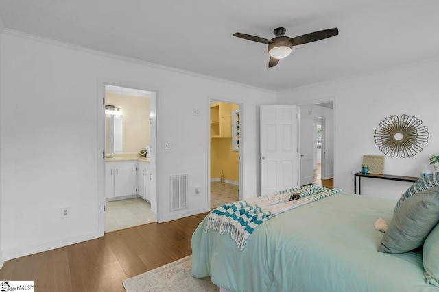 14 N Haven Dr, Greenville, SC 29617 - bedroom featuring baseboards, ornamental molding, visible vents, and wood finished floors