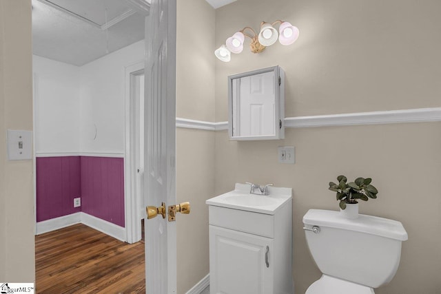 14 N Haven Dr, Greenville, SC 29617 - bathroom featuring baseboards, vanity, toilet, and wood finished floors