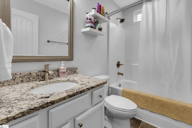 301 Highland Springs Loop, Inman, SC 29349 - full bath with shower / bath combo with shower curtain, toilet, vanity, and tile patterned flooring