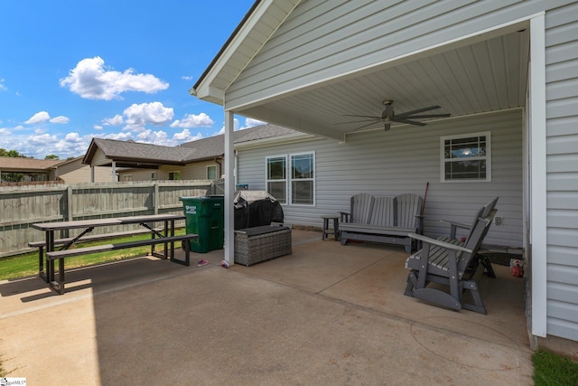 301 Highland Springs Loop, Inman, SC 29349 - view of patio / terrace featuring ceiling fan and fence