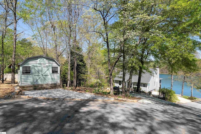 garage with a storage shed