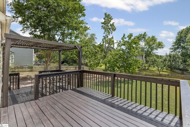 wooden terrace with a pergola