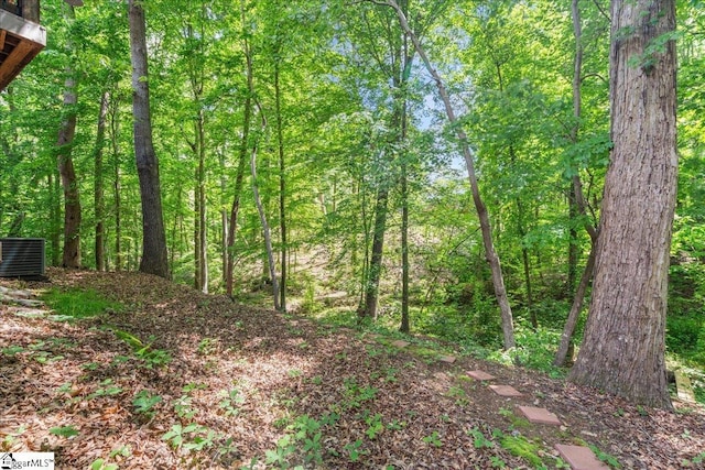view of wooded area