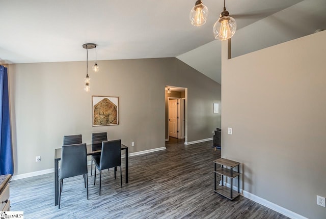 175 Falcon Ridge Dr, Boiling Springs, SC 29316 - dining area with dark wood finished floors, vaulted ceiling, and baseboards