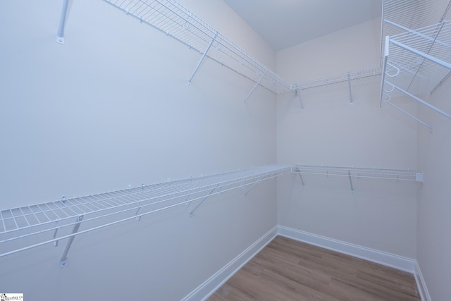 spacious closet with wood finished floors