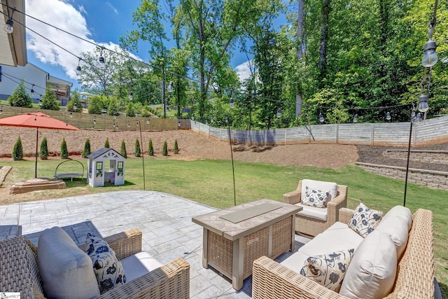 view of patio / terrace with an outdoor living space