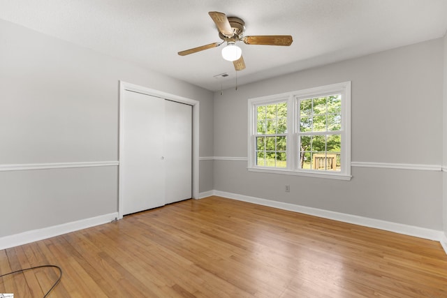 2028 Haven Ct, Boiling Springs, SC 29316 - unfurnished bedroom featuring baseboards, light wood-style floors, a closet, and ceiling fan