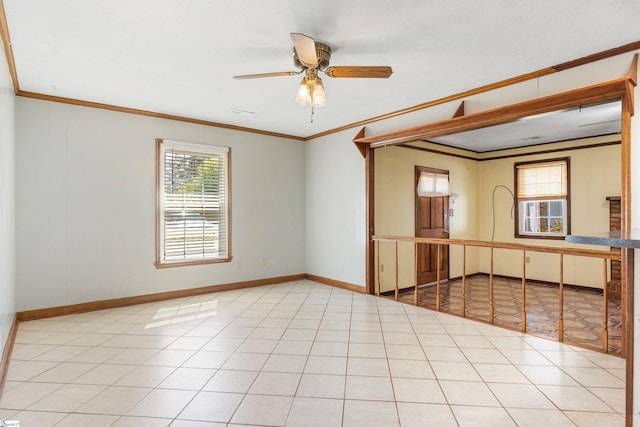 2028 Haven Ct, Boiling Springs, SC 29316 - empty room featuring crown molding, ceiling fan, and baseboards