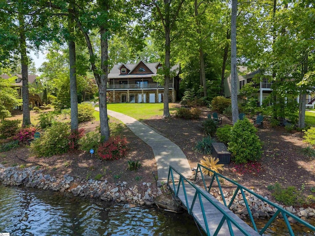 295 Sugarhill Rd, Seneca, SC 29672 - view of community featuring a water view, a boat dock, and a lawn