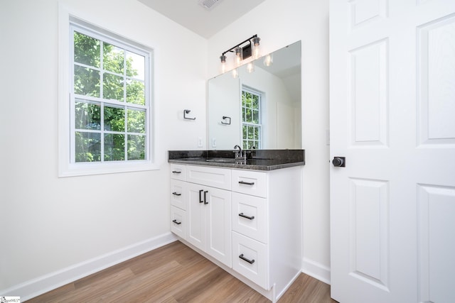 751 Running Creek Ln, Boiling Springs, SC 29316 - bathroom featuring healthy amount of natural light, wood finished floors, baseboards, and vanity