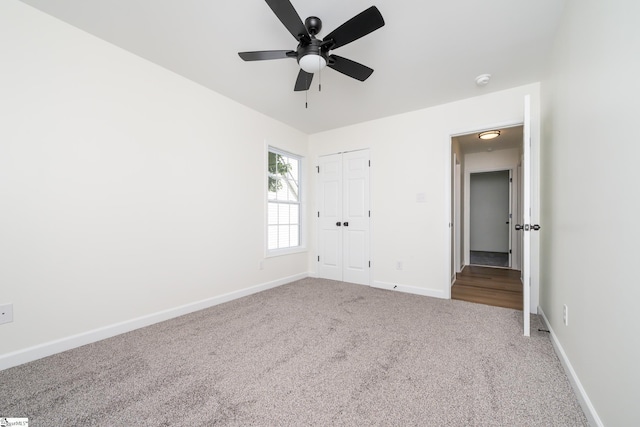 751 Running Creek Ln, Boiling Springs, SC 29316 - unfurnished bedroom with carpet floors, baseboards, a closet, and a ceiling fan