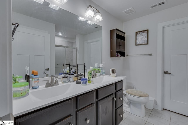 321 Aldworth Ln, Fountain Inn, SC 29644 - full bath with a shower stall, tile patterned flooring, toilet, and double vanity
