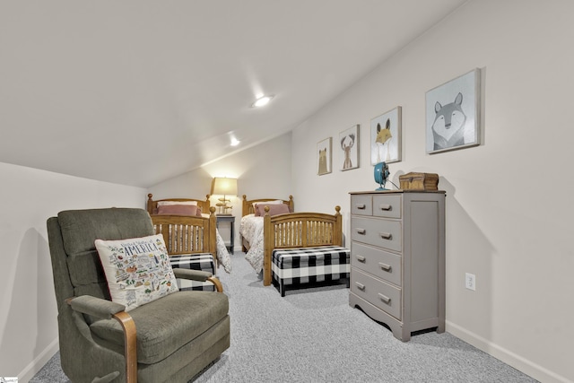 451 Cedar Creek Rd, Sunset, SC 29685 - carpeted bedroom featuring vaulted ceiling and baseboards
