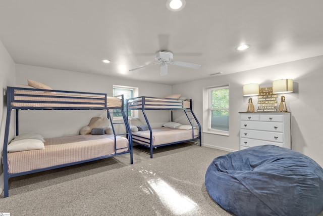 451 Cedar Creek Rd, Sunset, SC 29685 - bedroom with carpet, recessed lighting, baseboards, and ceiling fan