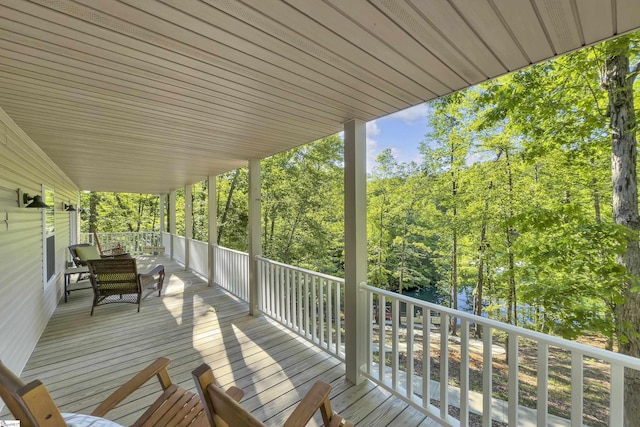 451 Cedar Creek Rd, Sunset, SC 29685 - wooden deck featuring view of scattered trees