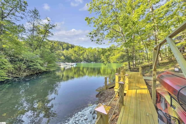 451 Cedar Creek Rd, Sunset, SC 29685 - dock area featuring a water view and a wooded view