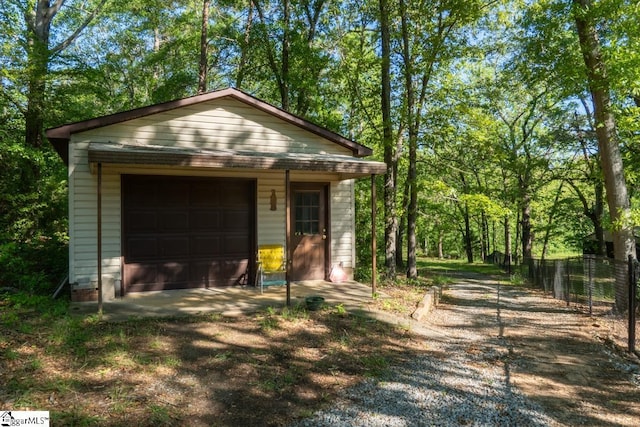 view of detached garage