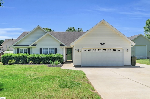 477 Perry Rd, Greer, SC 29651 - ranch-style home with driveway, an attached garage, and a shingled roof