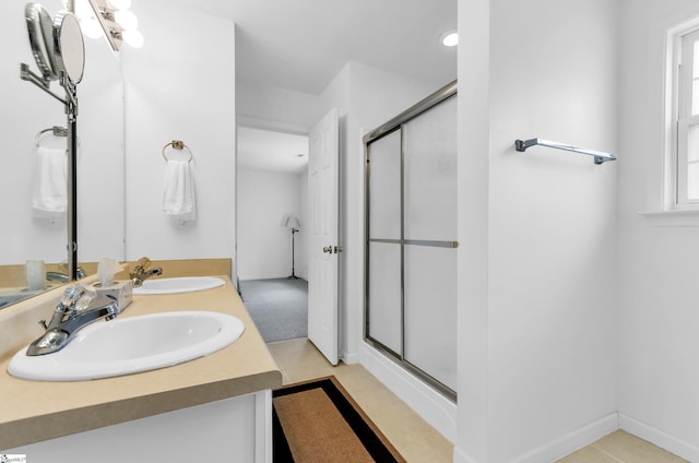 477 Perry Rd, Greer, SC 29651 - full bath with a stall shower and double vanity