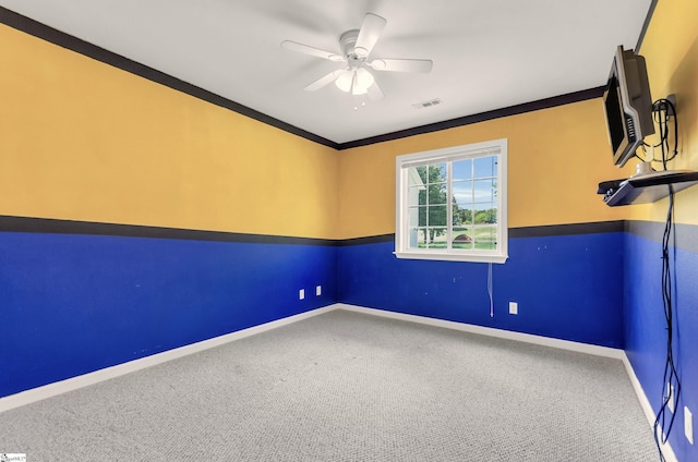 477 Perry Rd, Greer, SC 29651 - carpeted empty room featuring ceiling fan, baseboards, and crown molding