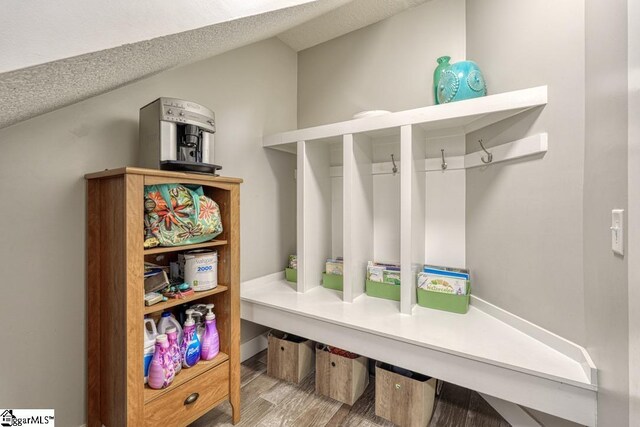 2007 Edwards Lake Rd, Greer, SC 29651 - mudroom featuring wood finished floors and a textured ceiling