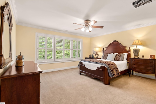 201 King Eider Way, Taylors, SC 29687 - bedroom with crown molding, light carpet, baseboards, and a ceiling fan