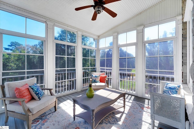 100 Bent Willow Way, Easley, SC 29642 - sunroom / solarium featuring ceiling fan, vaulted ceiling, and healthy amount of natural light