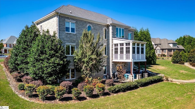 100 Bent Willow Way, Easley, SC 29642 - rear view of house featuring a sunroom, a yard, and a patio