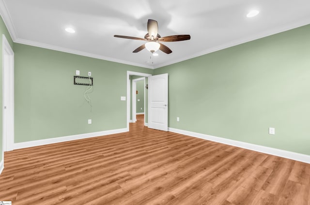 130 Windjammer Way, Anderson, SC 29626 - unfurnished room featuring baseboards, light wood-style floors, a ceiling fan, recessed lighting, and ornamental molding