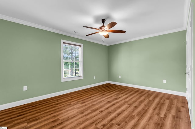 130 Windjammer Way, Anderson, SC 29626 - empty room featuring ornamental molding, baseboards, wood finished floors, and ceiling fan