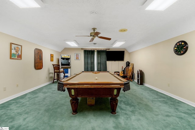 416 Ashley Downs, Anderson, SC 29621 - rec room with carpet floors, ceiling fan, billiards, baseboards, and vaulted ceiling