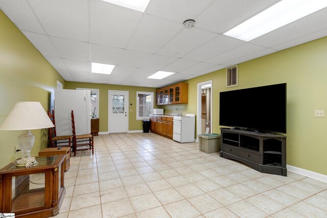 416 Ashley Downs, Anderson, SC 29621 - living area with a paneled ceiling, baseboards, and light tile patterned floors