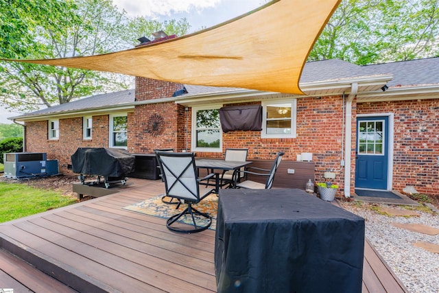 147 Daniel Dr, Easley, SC 29642 - wooden deck with outdoor dining space and grilling area