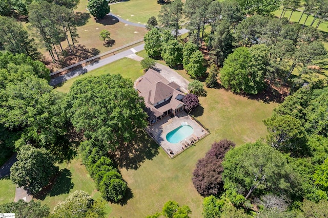 aerial view of a pool